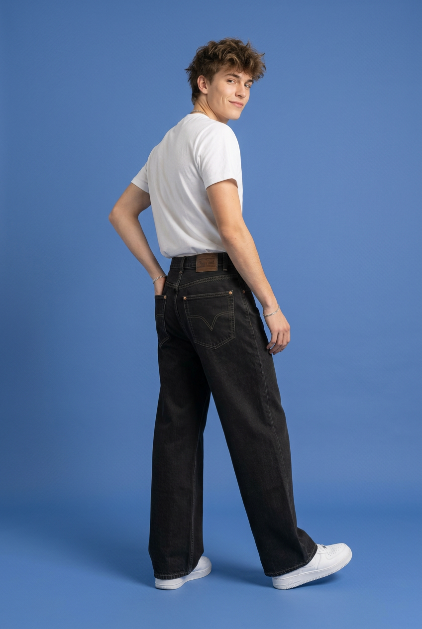 Washed Black Wide-Leg Jeans