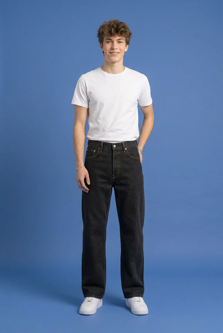 Washed Black Wide-Leg Jeans